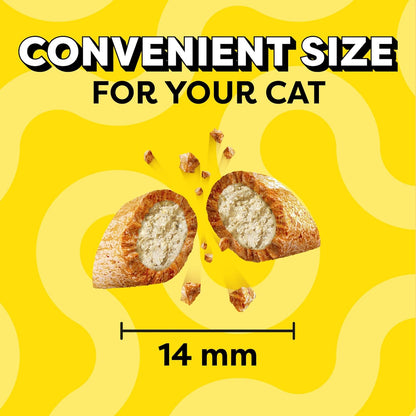 Indulge Your Cat with Jumbo Stuffed Chicken Flavor Treats - Crunchy Outside, Soft Inside, 2.5 oz Pouch (Pack of 12)