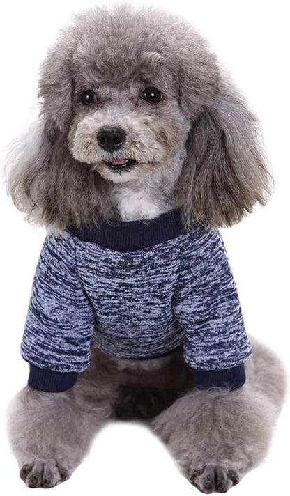 Classic Knitwear Sweater for Small Dogs - Warm Winter Coat in Navy Blue (Size S)