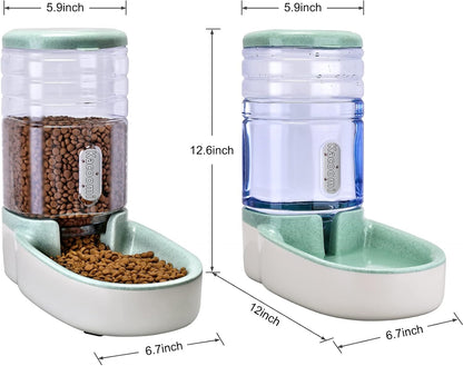 Automatic Pet Feeder and Water Dispenser Set - Perfect for Small to Medium Dogs and Cats with 1 Gallon Capacity Each