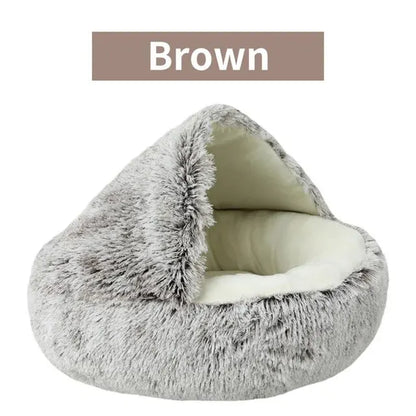 Snuggle Up! 2-in-1 Plush Hooded Pet Bed - Ultra Soft Sleeping Nest for Cats & Small Dogs