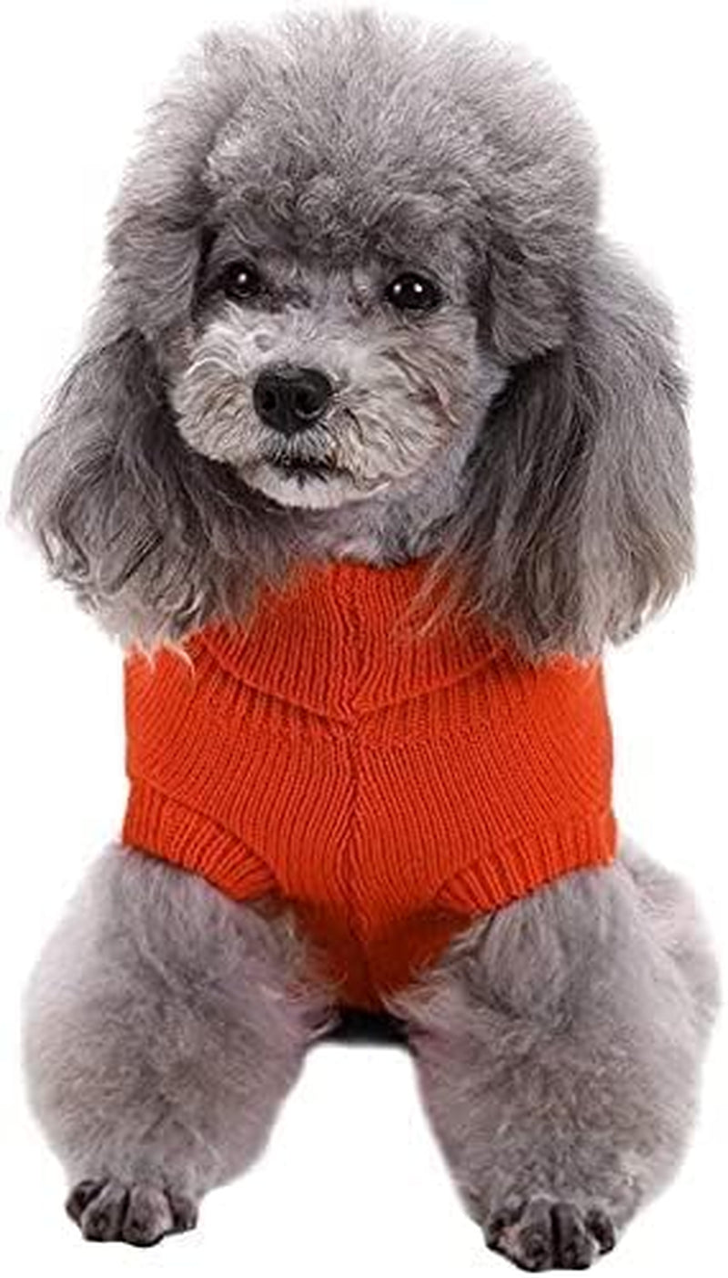 Knitted Small Dog Sweater - Warm Winter Sweatshirt for Pets (XX-Small, Orange)