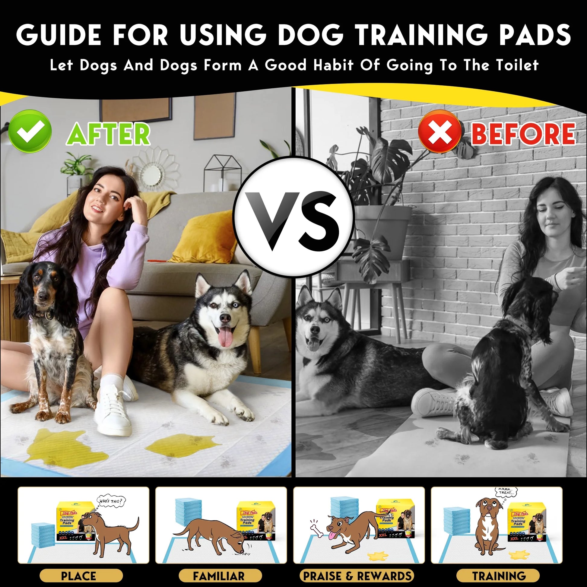 Dog Training Pads, XXL, 30 in X 36 In, 60 Count Disposable Dog Puppy Pee Pads
