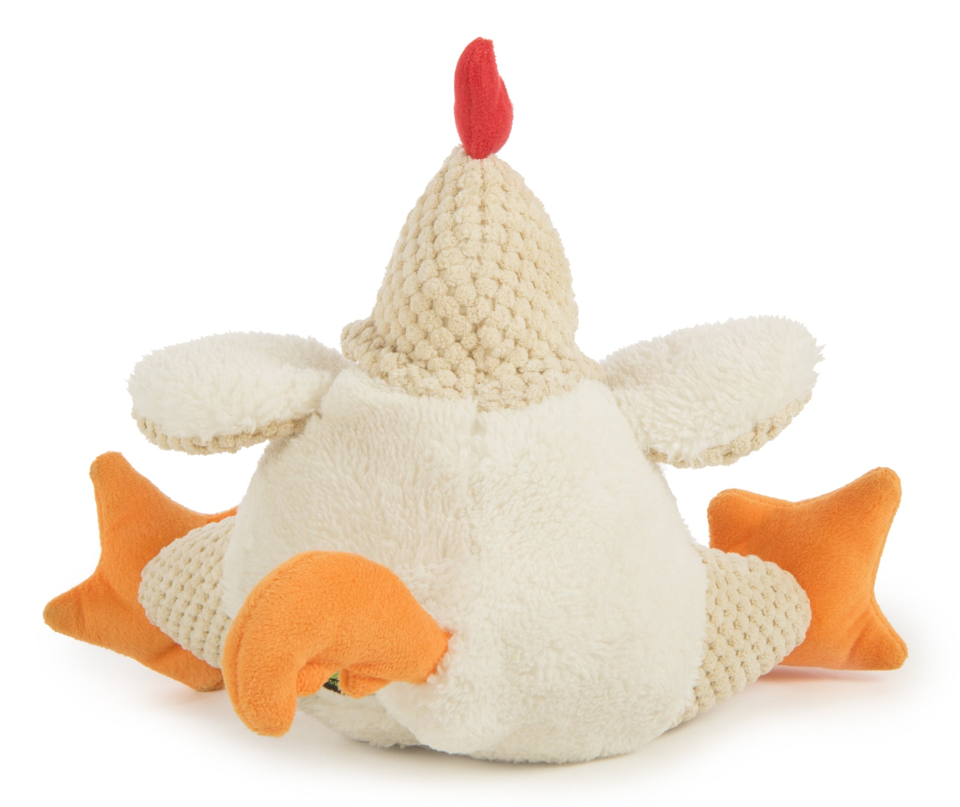 Checkers Fat Rooster Squeaky Plush Dog Toy, Chew Guard Technology - White Large
