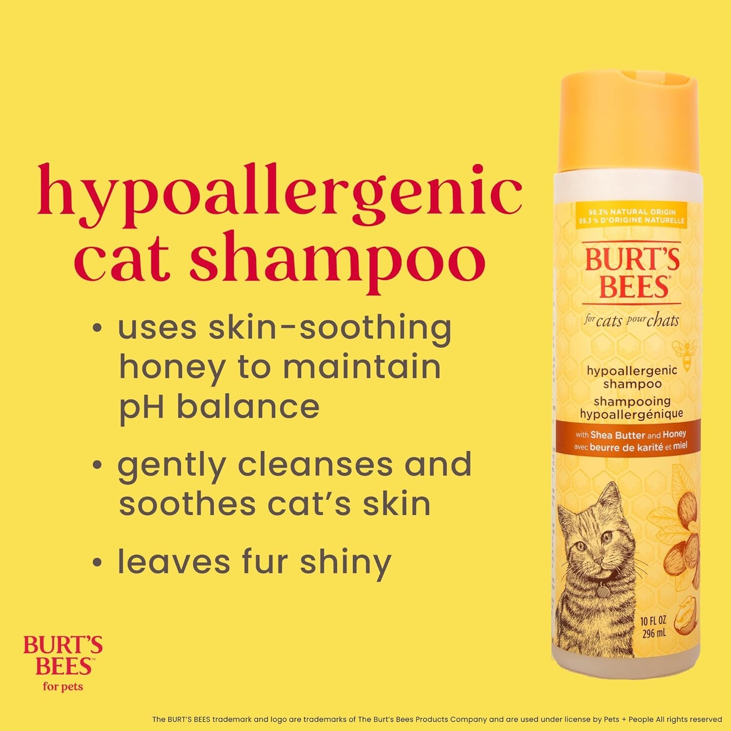 Hypoallergenic Cat Shampoo with Shea Butter and Honey, Gentle Kitten Shampoo for Indoor Cats with Dry or Sensitive Skin, Cat Bathing Supplies, 10 Fl Oz - 2 Pack