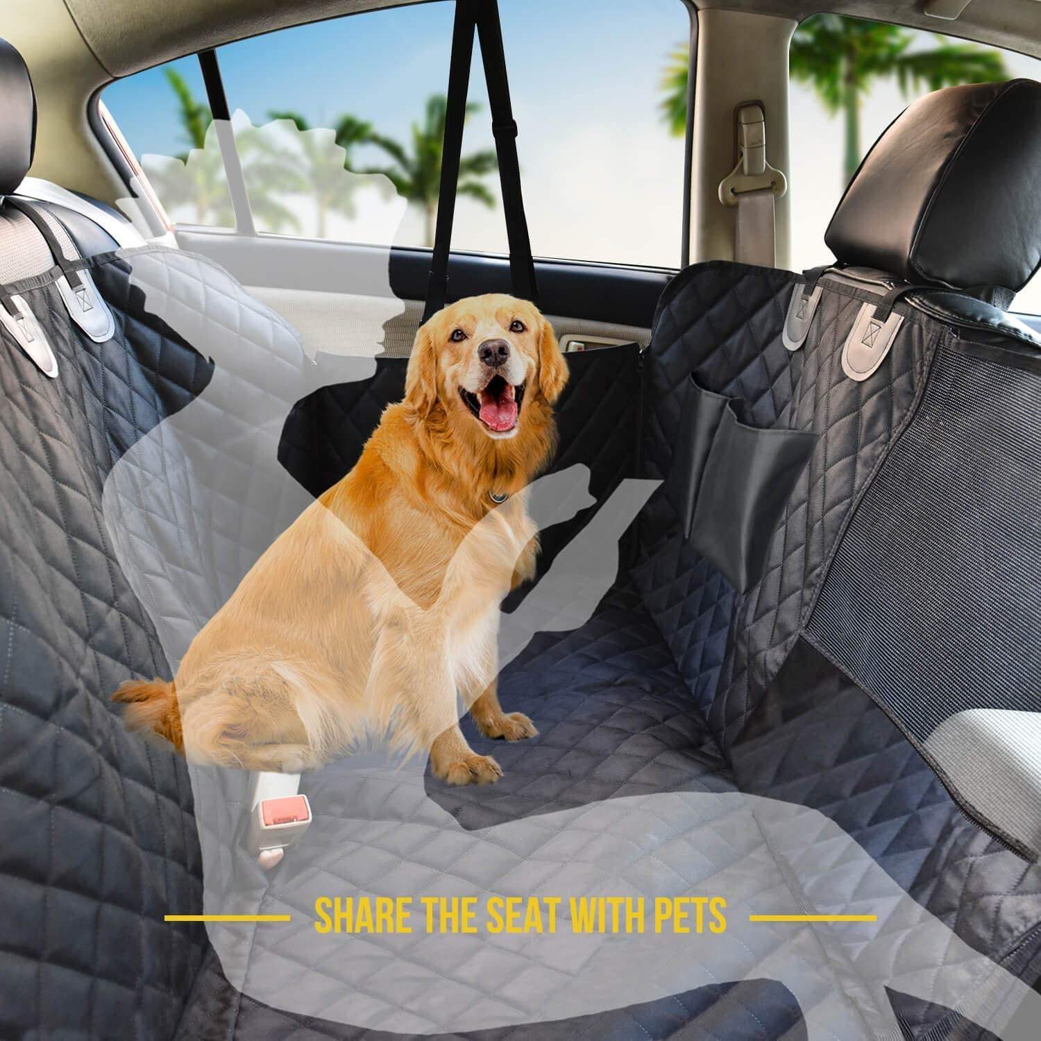Ultimate Waterproof Dog Car Seat Cover - Scratch-Resistant Anti-Slip Hammock with Mesh Window for Ultimate Back Seat Comfort