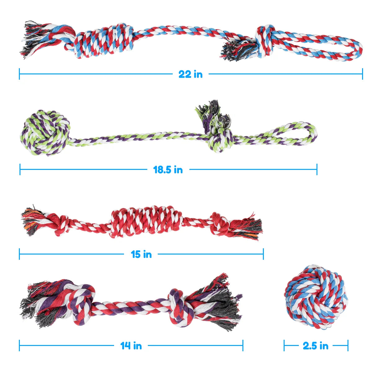 Pacific Pups 5-Pack Rope Dog Toys - Perfect for Small & Medium Dogs - Durable, Fun, and Safe!