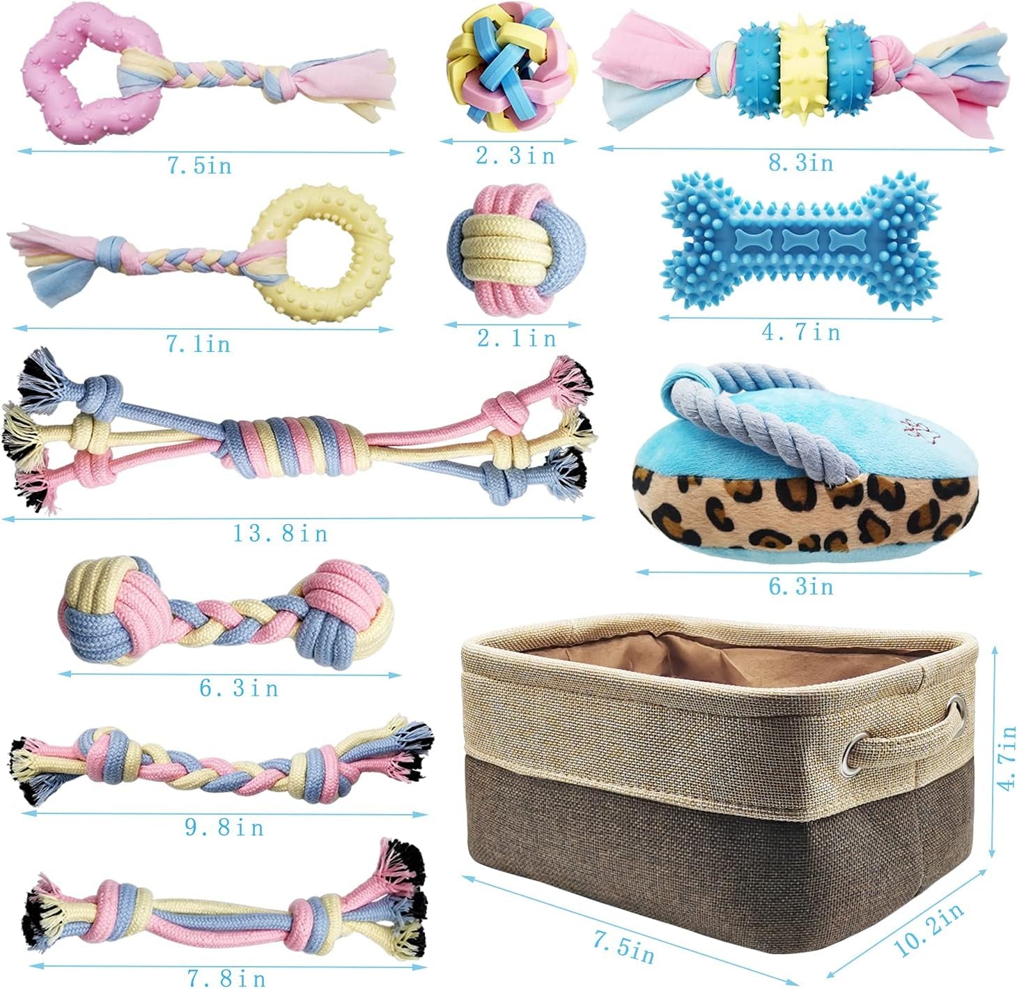 Ultimate Teething Puppy Chew Toys Set for Dental Health & Interactive Fun - Includes Storage Basket!