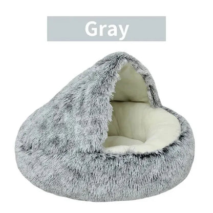 Snuggle Up! 2-in-1 Plush Hooded Pet Bed - Ultra Soft Sleeping Nest for Cats & Small Dogs