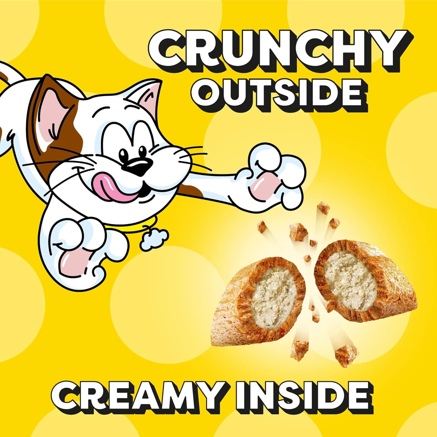 Indulge Your Cat with Jumbo Stuffed Chicken Flavor Treats - Crunchy Outside, Soft Inside, 2.5 oz Pouch (Pack of 12)