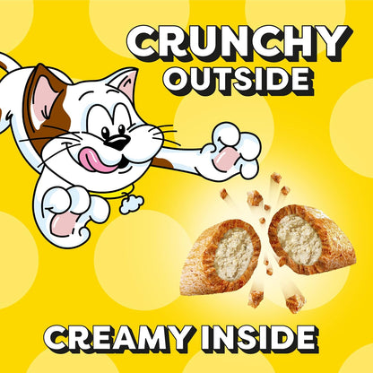 Indulge Your Cat with Jumbo Stuffed Chicken Flavor Treats - Crunchy Outside, Soft Inside, 2.5 oz Pouch (Pack of 12)