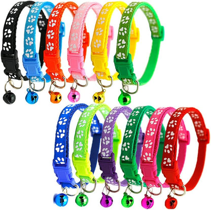 12-Pack Adjustable Breakaway ID Collars with Bells for Newborn Puppies and Kittens - Perfect for Easy Identification!