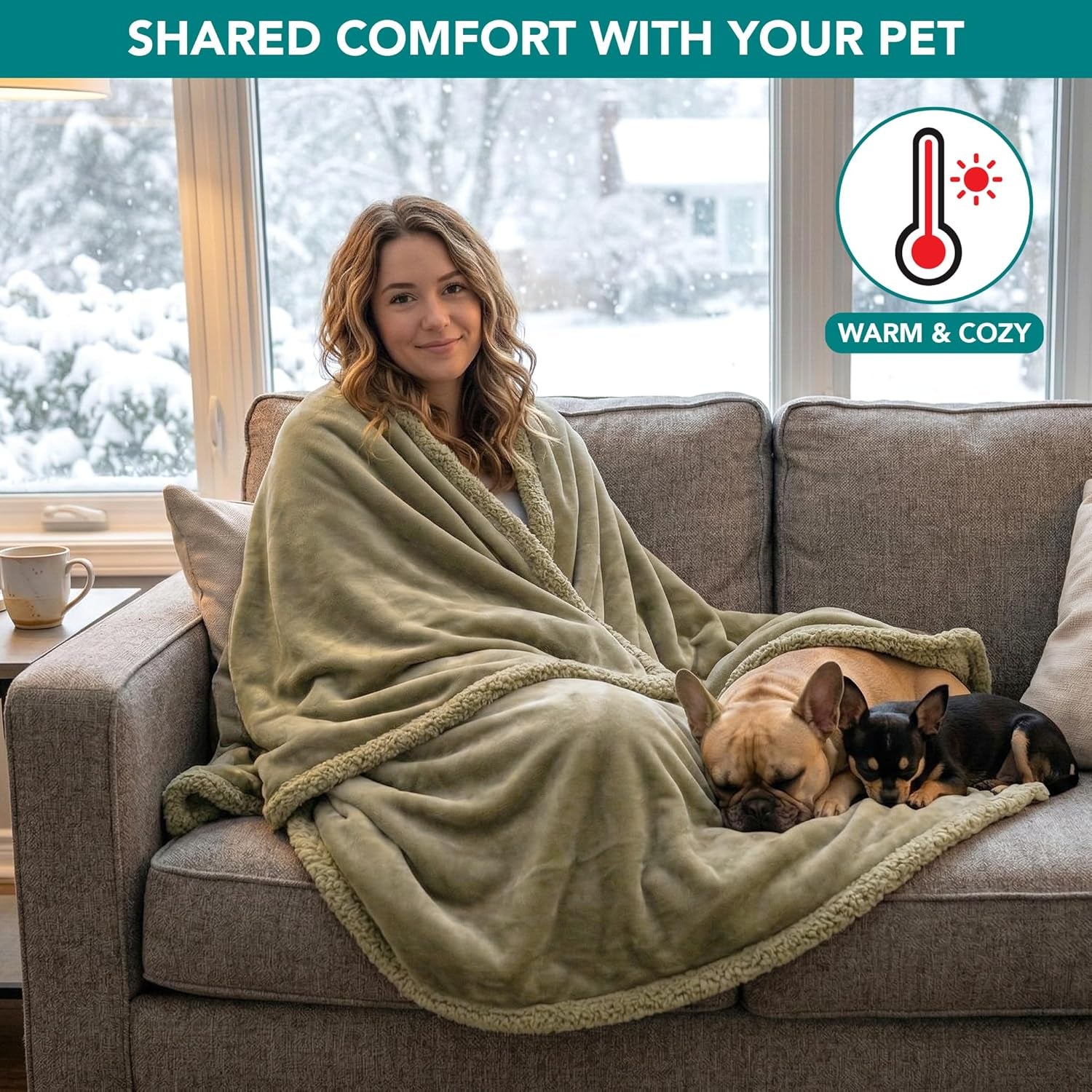 Waterproof Dog Blanket for Medium Large Dog Puppy Cat Throw for Couch Cover Leakproof Protection, Sherpa Fleece, Reversible Soft Washable 60X40 Taupe Taupe