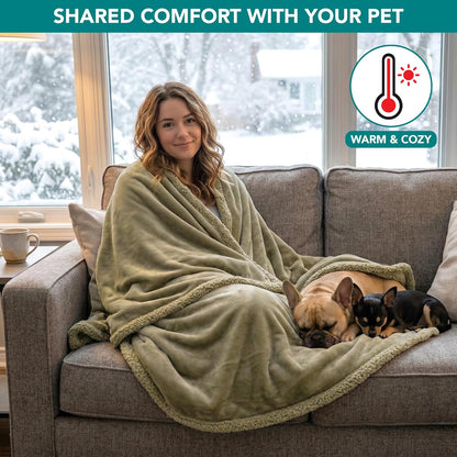 Waterproof Dog Blanket for Medium Large Dog Puppy Cat Throw for Couch Cover Leakproof Protection, Sherpa Fleece, Reversible Soft Washable 60X40 Taupe Taupe