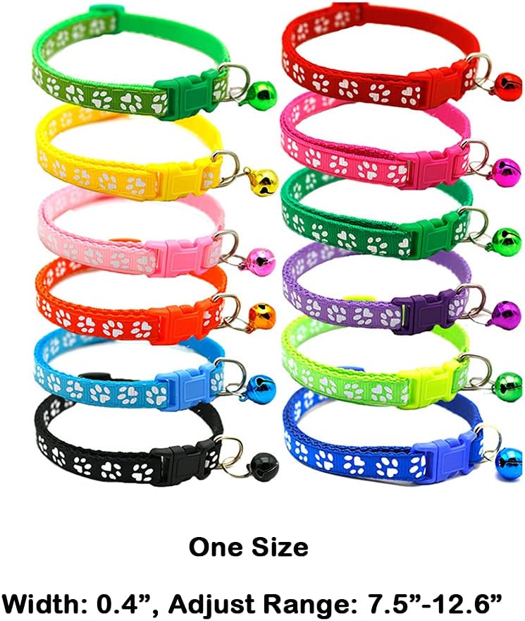 12-Pack Adjustable Breakaway ID Collars with Bells for Newborn Puppies and Kittens - Perfect for Easy Identification!