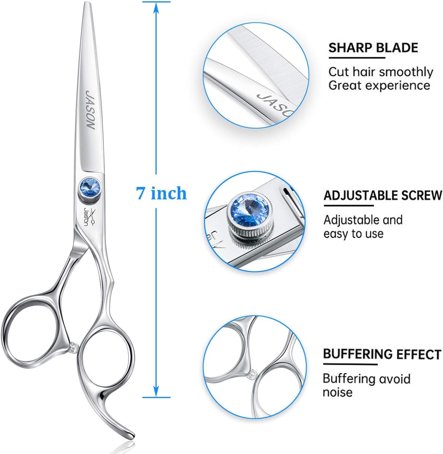 7-Inch Ergonomic Dog Grooming Scissors - Premium Pet Grooming Shears with Offset Handle and Jewelled Screw, Ideal for Cats and Dogs, Comfortable and Sharp, Perfect Holiday Gift