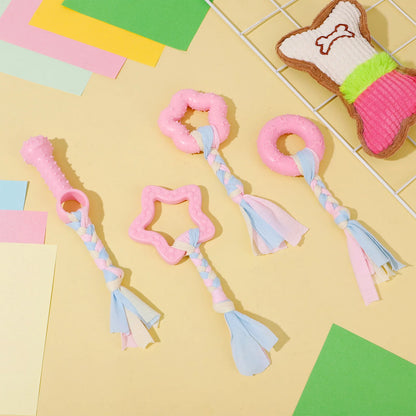 5 Pack Interactive Puppy Chew Toys - Plush Squeaky & Rubber Teething Toys for Small Dogs - Perfect for Dental Care & Playtime!