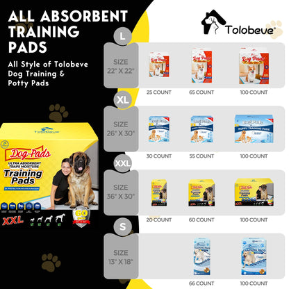 Dog Training Pads, XXL, 30 in X 36 In, 60 Count Disposable Dog Puppy Pee Pads
