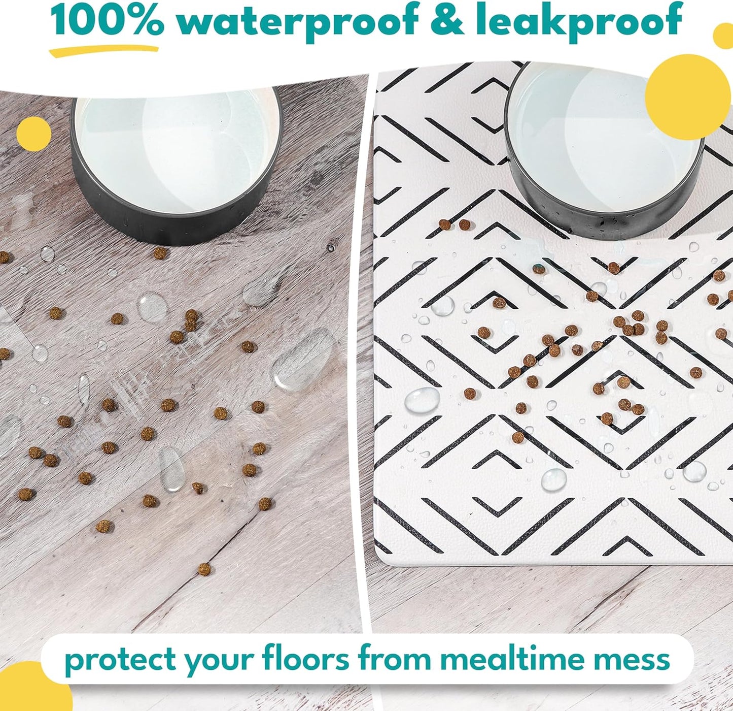 Premium Large Dog and Cat Feeding Mat - Waterproof, Non-Slip Design for Food and Water Bowls - Easy to Clean Pet Mat