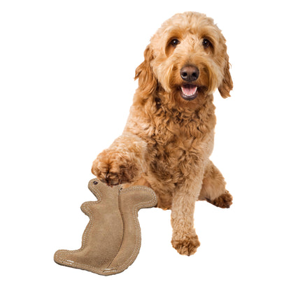 Dura-Fused Squirrel Dog Toy - Durable Leather & Jute Fabric for Small to Medium Chewers, Interactive Fun with Built-in Squeaker