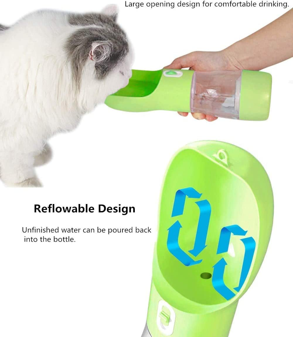 Ultimate Portable Dog Water Bottle with Leak-Proof Dispenser and Integrated Food Container - Perfect for Outdoor Adventures with Your Furry Friend - Green