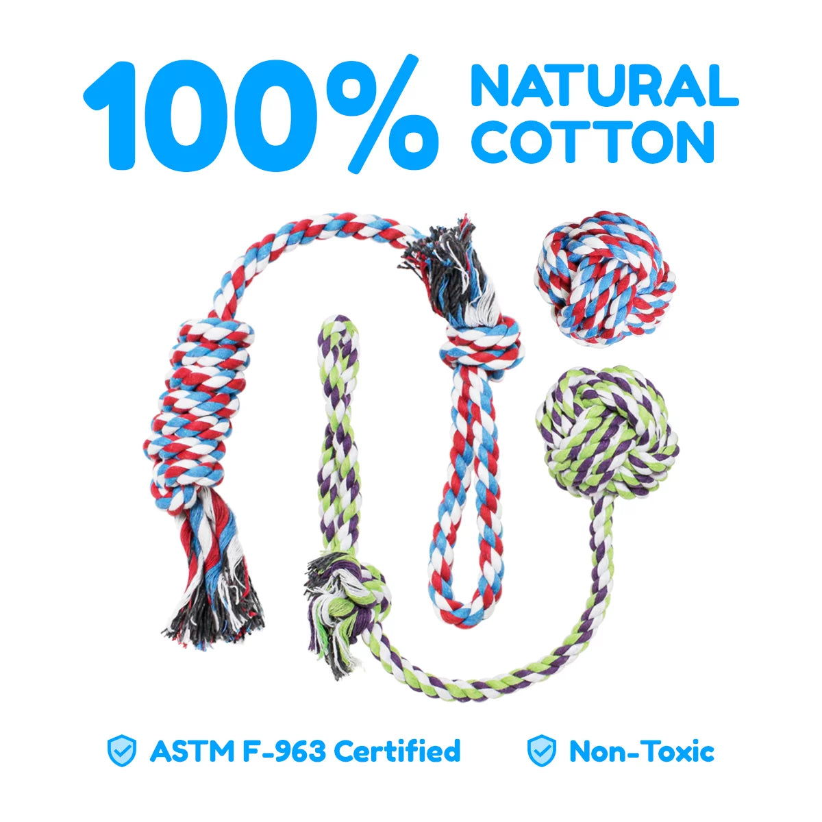 Pacific Pups 5-Pack Rope Dog Toys - Perfect for Small & Medium Dogs - Durable, Fun, and Safe!