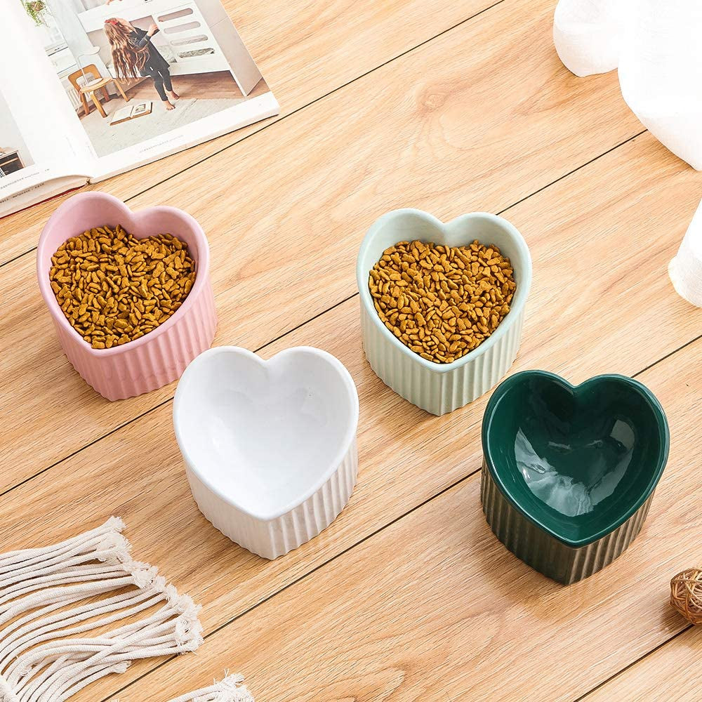 Elevated White Ceramic Cat Bowls: Stress-Free Feeding with Backflow Prevention, Whisker-Friendly Design, and Safe for Your Feline Friends