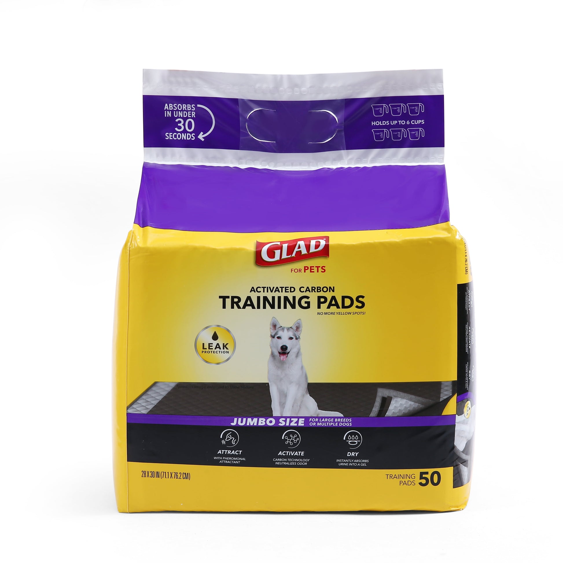 Jumbo Leak Resistant Activated Carbon Training Pads for Large Breed Dogs, 28In X 30In, 50 Count