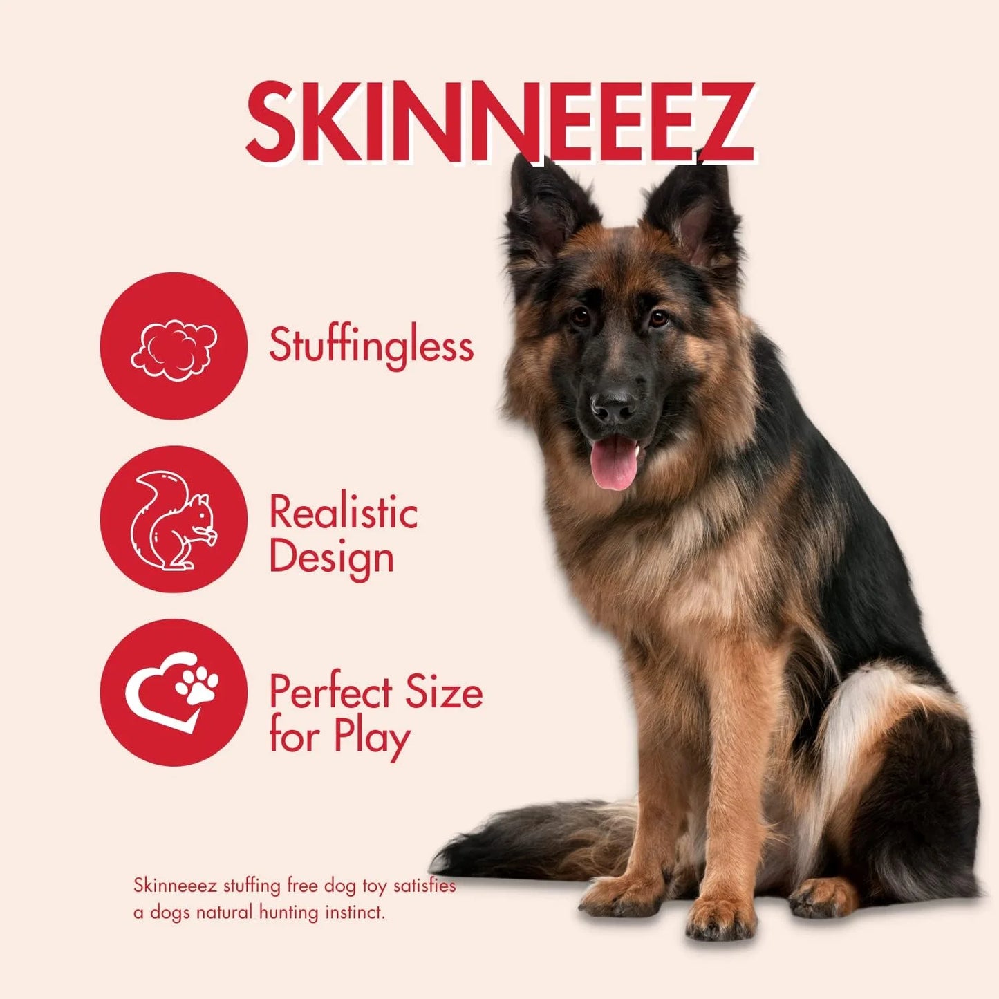 SPOT Skinneez Squirrel Dog Toy - Durable No Stuffing Design for Medium & Large Dogs, Perfect for Tug, Fetch & Shake Play, 23 Inches