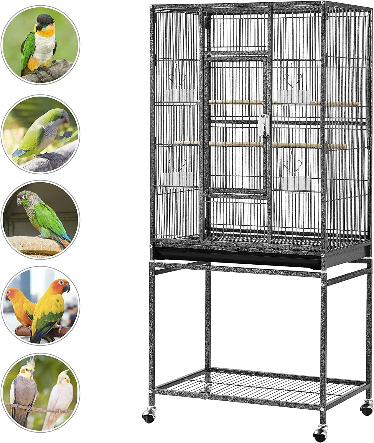 Spacious 54-Inch Wrought Iron Bird Cage for Small Parrots, Parakeets, and Finches - Perfect Home for Your Feathered Friends!