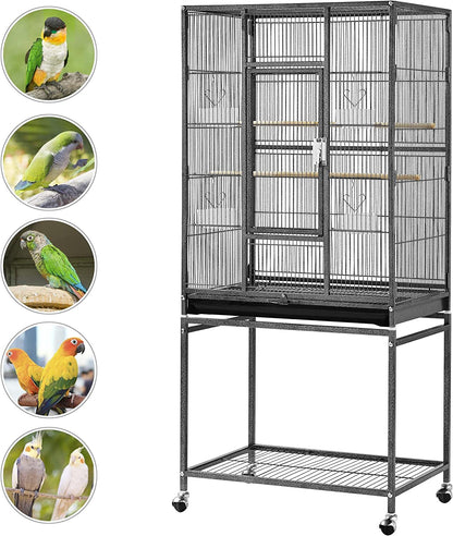 Spacious 54-Inch Wrought Iron Bird Cage for Small Parrots, Parakeets, and Finches - Perfect Home for Your Feathered Friends!