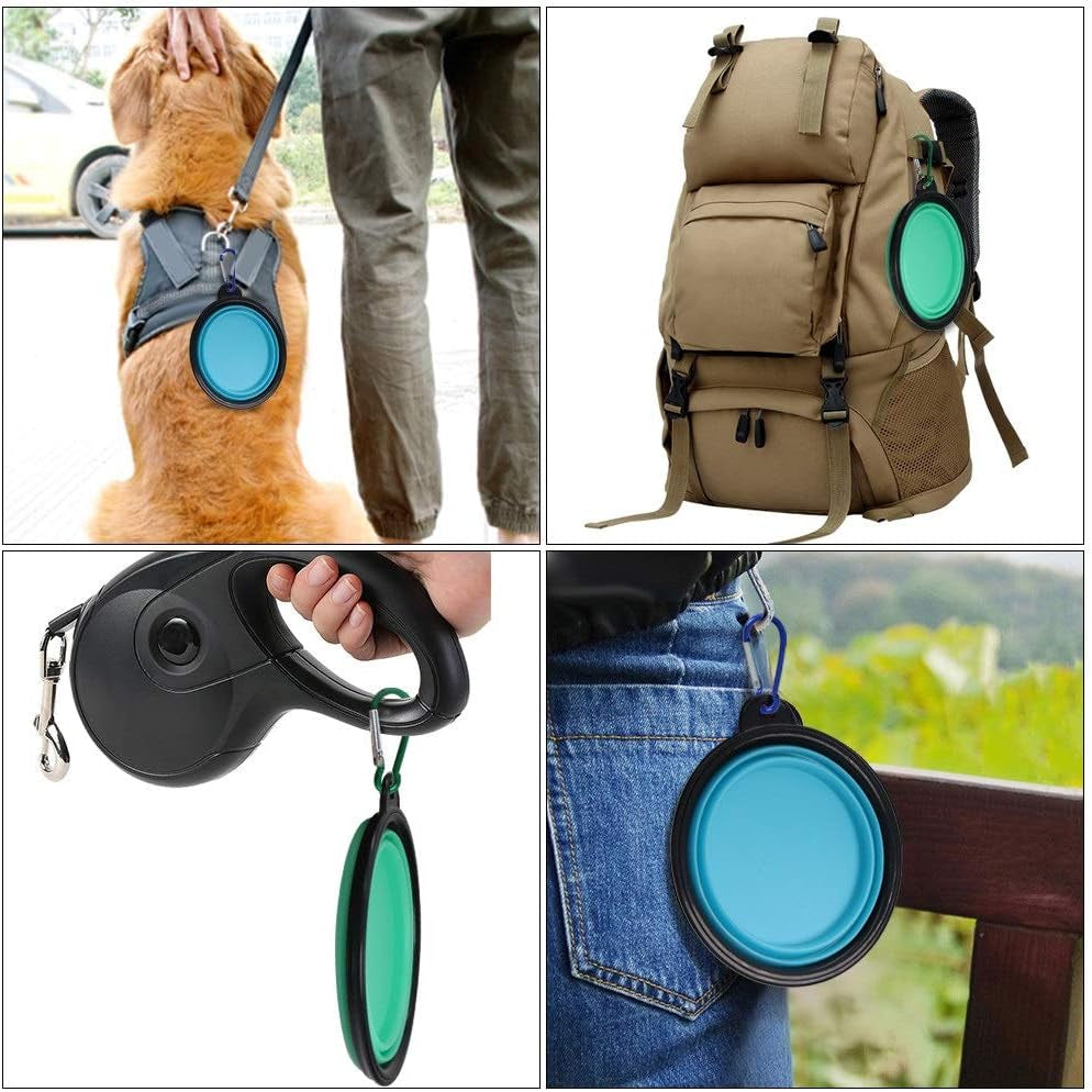 Travel-Friendly Collapsible Pet Bowls - 2 Pack Silicone Feeders for Dogs & Cats, Perfect for Food & Water on the Go (Light Blue & Light Green)