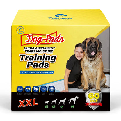 Dog Training Pads, XXL, 30 in X 36 In, 60 Count Disposable Dog Puppy Pee Pads