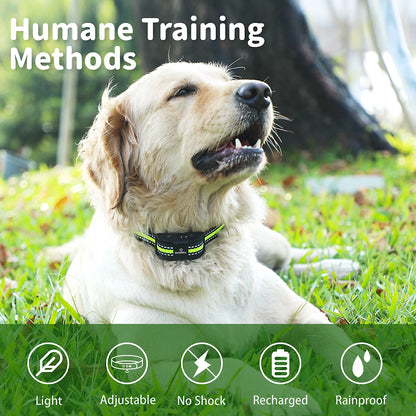 Dog Bark Collar Waterproof No Shock Collar Rechargeable anti Bark Collar, No Bark Collar for Medium Large Dogs,