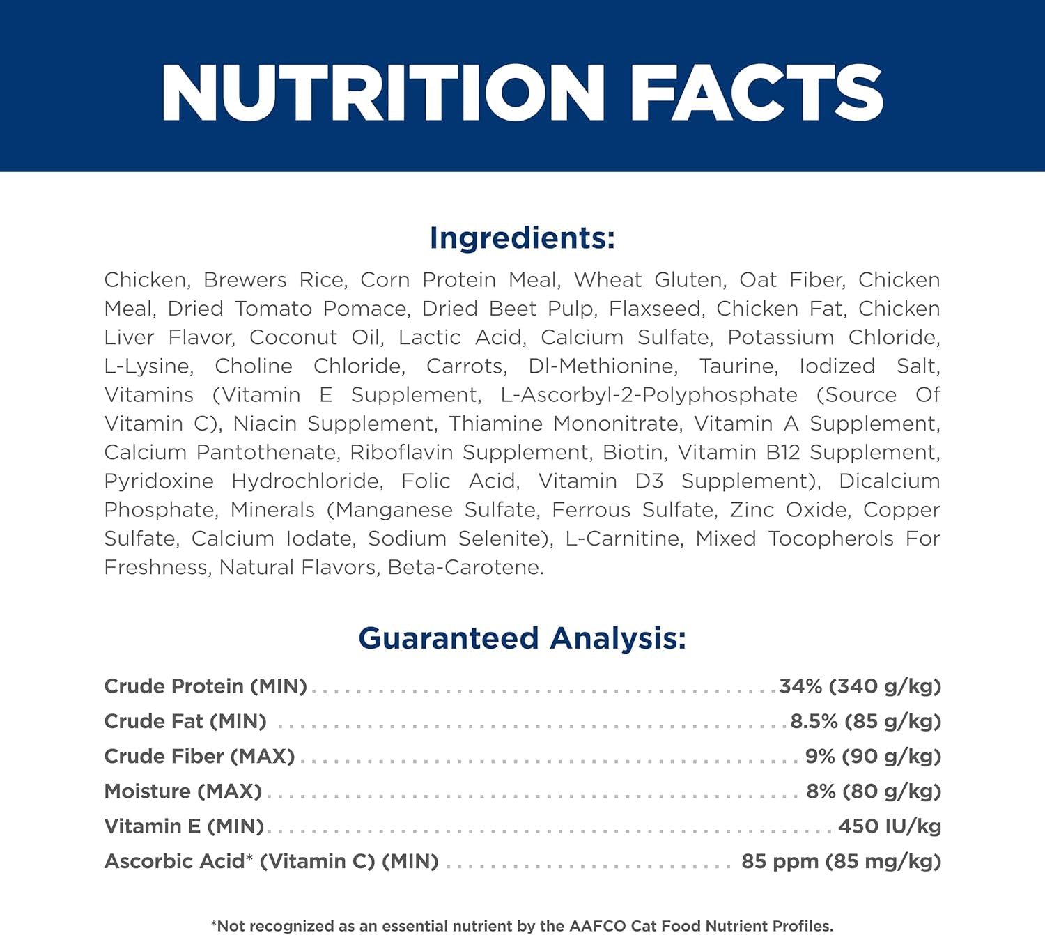 Perfect Weight, Adult 1-6, Weight Management Support, Dry Cat Food, Chicken Recipe, 3 Lb Bag