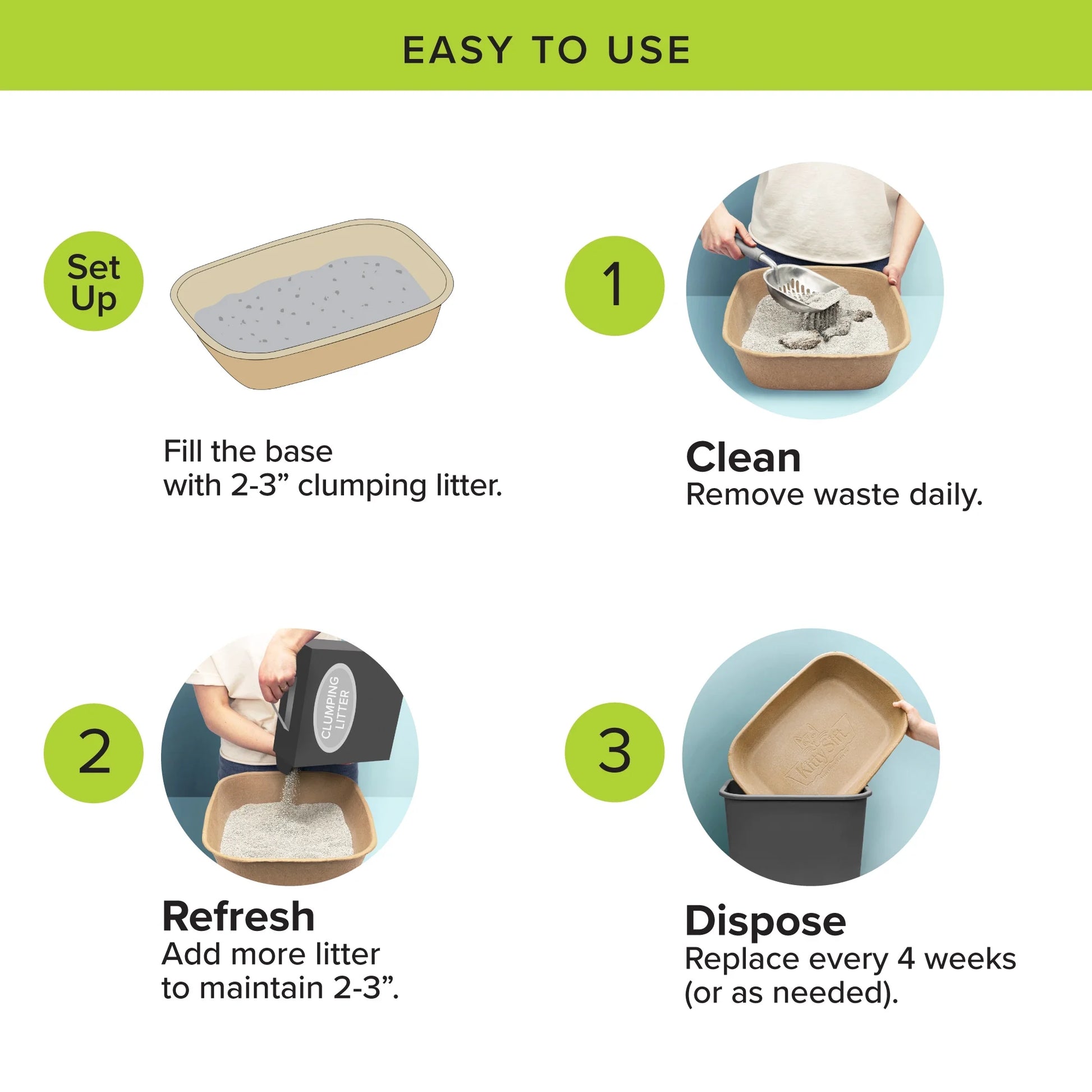 Eco-Friendly Large Cat Litter Box Sifter with Scoop - 6 Pack for Effortless Cleanup!