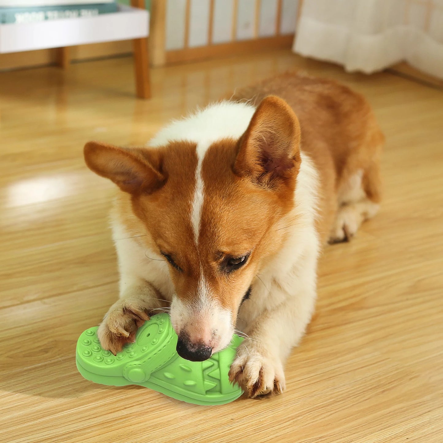 Durable Squeaky Dog Chew Toy in Fun Shoe Shape - Perfect for Aggressive Chewers and Teeth Cleaning