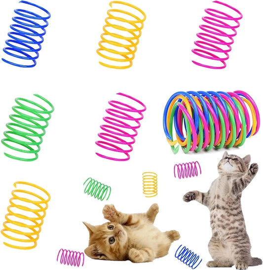 Vibrant 40-Pack Cat Spiral Springs - Durable, Colorful Indoor Toys for Swatting, Biting & Hunting Fun!