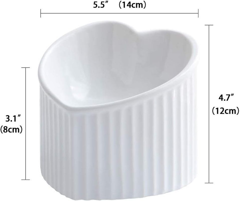 Elevated White Ceramic Cat Bowls: Stress-Free Feeding with Backflow Prevention, Whisker-Friendly Design, and Safe for Your Feline Friends