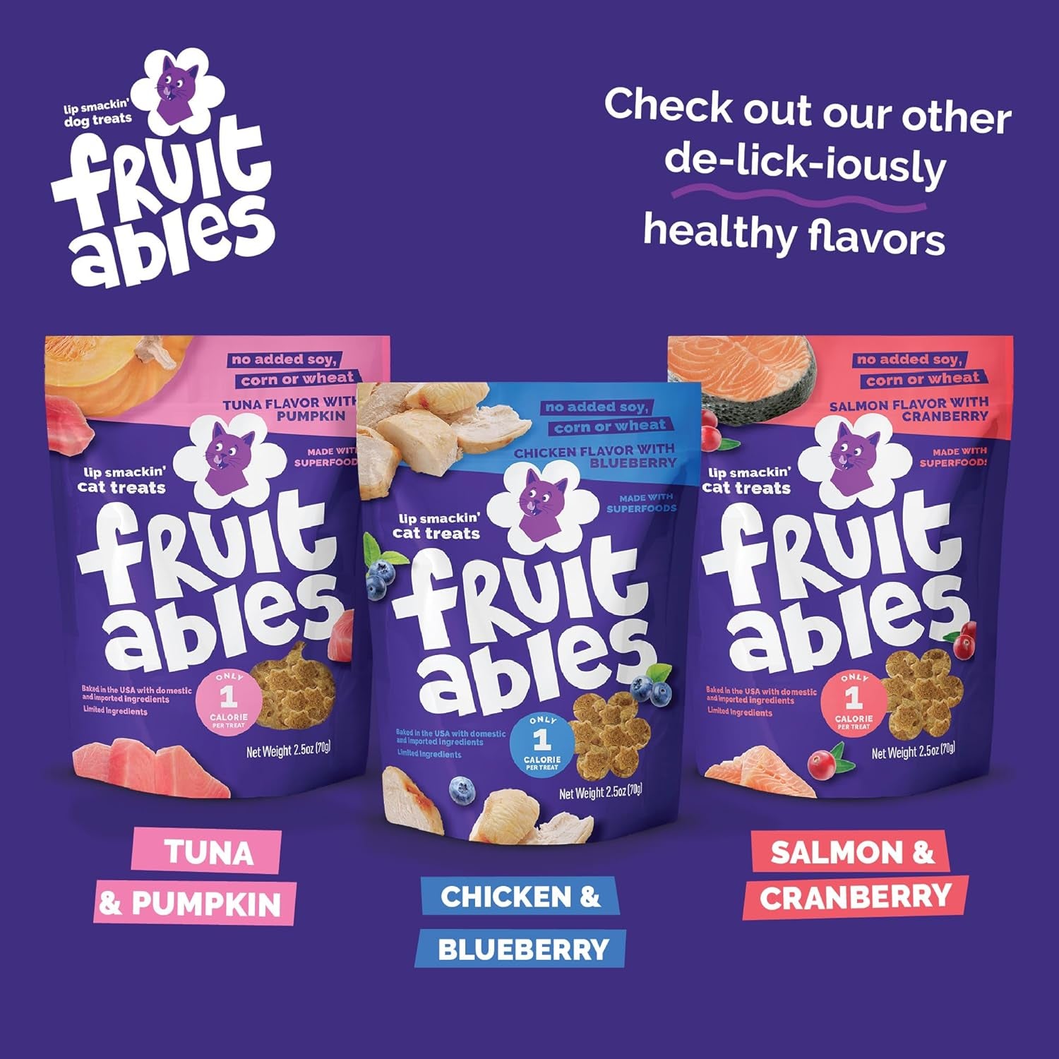 Deliciously Healthy Cat Treats - Low Calorie, Protein-Packed Crunchy Biscuits with Real Salmon & Cranberry - 2.5 Oz, Grain-Free Formula!