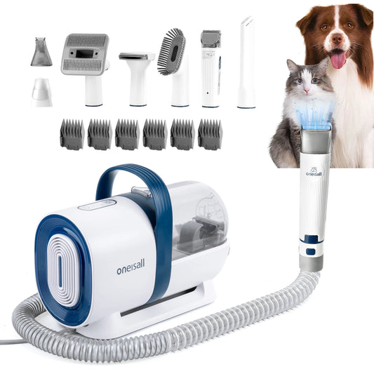 Ultimate 7-in-1 Dog Grooming Kit with Low Noise Vacuum - Effortless Pet Hair Removal & Professional Grooming Tools for Dogs and Cats