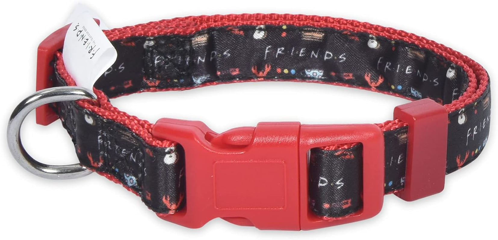 Friends Merchandise: Premium Dog Collar for Medium Dogs, Black with D-Ring
