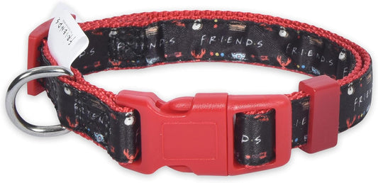 Friends Merchandise: Premium Dog Collar for Medium Dogs, Black with D-Ring