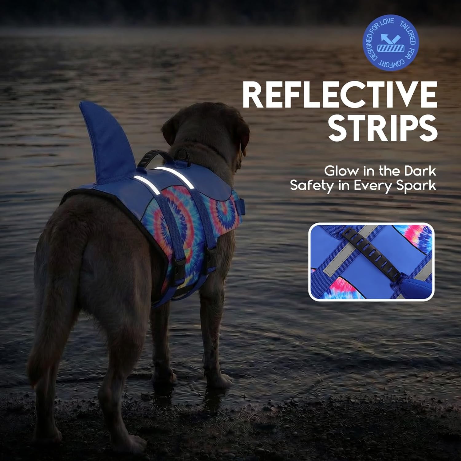 Ultimate Dog Life Jacket - Premium Safety Vest for Swimming and Boating, Stylish Shark Design for All Breeds (Blue Bandhnu, XL)