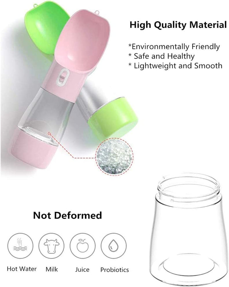Ultimate Portable Dog Water Bottle with Leak-Proof Dispenser and Integrated Food Container - Perfect for Outdoor Adventures with Your Furry Friend - Green
