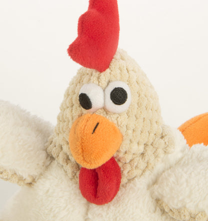 Checkers Fat Rooster Squeaky Plush Dog Toy, Chew Guard Technology - White Large