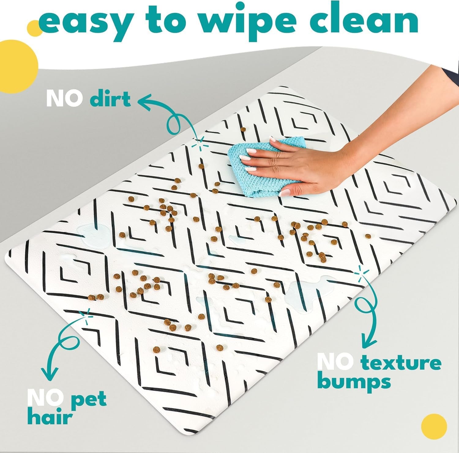 Premium Large Dog and Cat Feeding Mat - Waterproof, Non-Slip Design for Food and Water Bowls - Easy to Clean Pet Mat