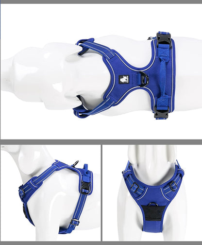 Ultimate Adjustable No-Pull Reflective Dog Harness - Comfortable Control Vest in Royal Blue (Large)