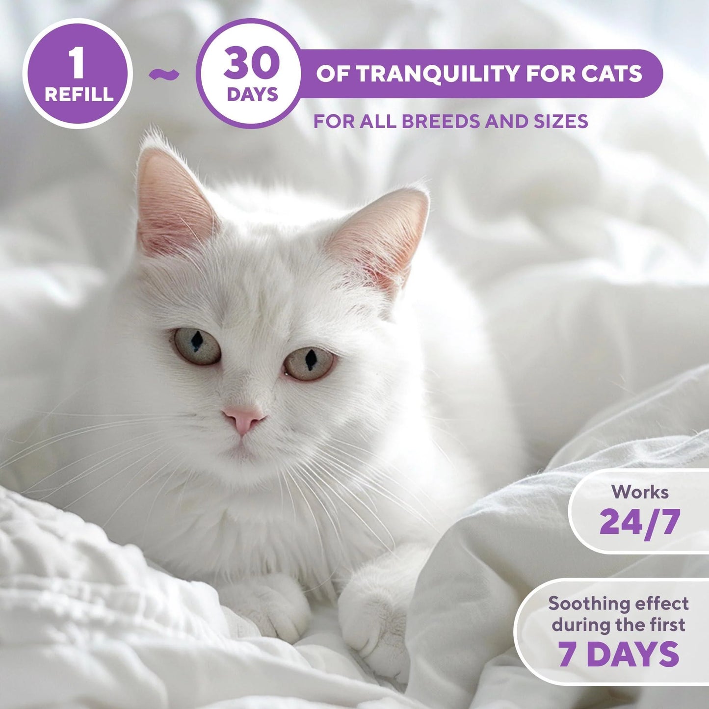 Relaxiv Natural Cat Calming Pheromone Diffuser Improved No Stress Formula anti Anxiety Treatment #1 for Cats and Dogs with a Long Lasting Calming Effect