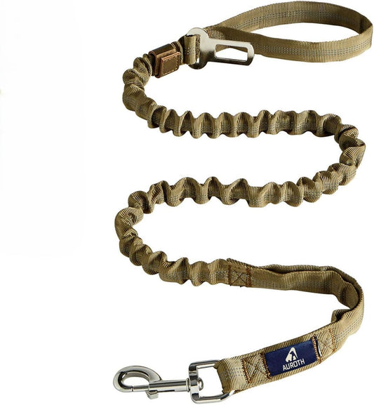 Heavy-Duty Bungee Dog Leash for Medium to Large Breeds, Shock Absorbing No-Pull Design with Car Seat Belt, Dual Padded Handles, Available in 4.5FT and 6FT Lengths