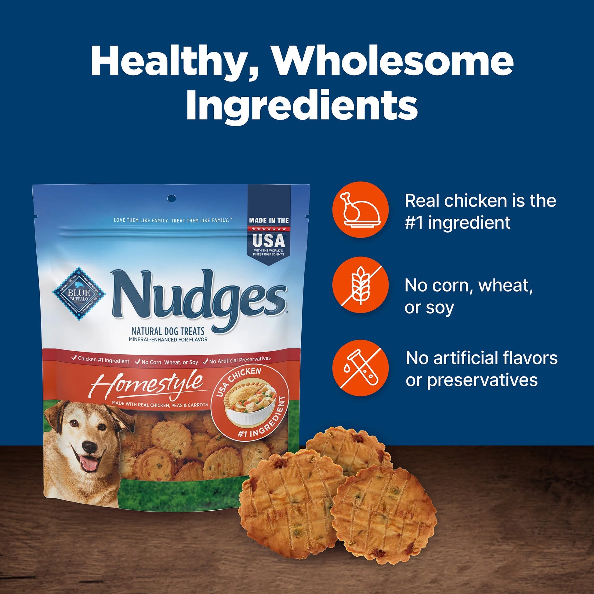 Nudges Homestyle Natural Dog Treats with Real Chicken - 16 Oz Bag of Deliciousness for Your Furry Friend!